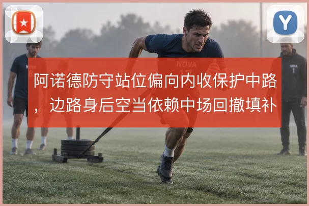 阿诺德防守站位偏向内收保护中路，边路身后空当依赖中场回撤填补